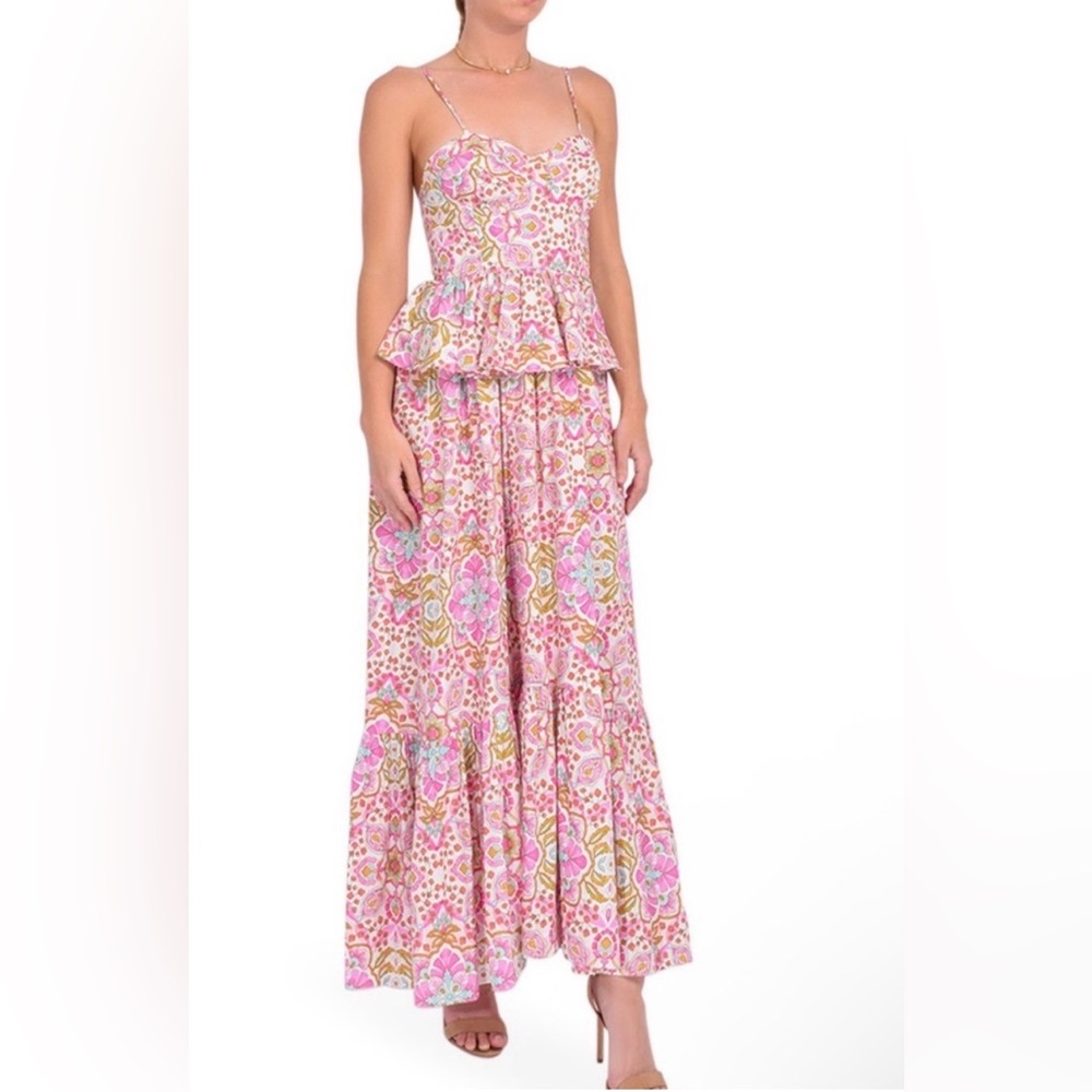Misa Los Angeles Pink Floral Maxi Dress